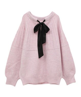 Green Parks ボウタイリボン付きニット Light Pink
