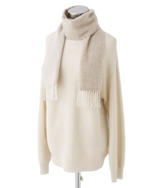 MOONBAT FURLA カシミヤ100%リバーシブルプチマフラー/幅20cm ベージュ