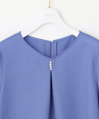 ANY SIS S 【接触冷感・UVカット・速乾】スムージーポリエステル フレアスリーブ ブラウス ブルー