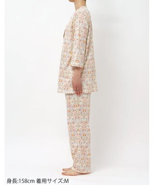 WACOAL パジャマ 綿100%(本体) 天竺素材 ミントン 7分袖 長袖 長ズボン レディース NDT266 /ワコール クリーム