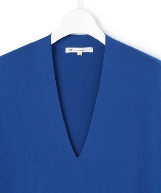 23区 【洗える】コットンポリエステル Vネック ニット ブルー系