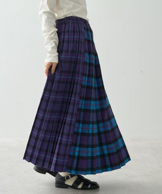 AMERICAN HOLIC シャギーチェックプリーツスカート Blue