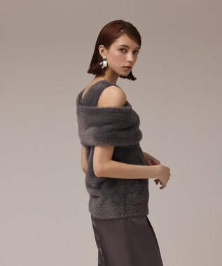 GRACE CONTINENTAL オフタートルニットトップ グレー