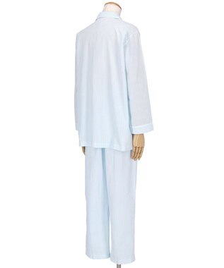 ワコール／睡眠科学 メンズ パジャマ 長袖 長ズボン 綿100%(本体) サッカー素材 YGX345 睡眠科学／ワコール サックス