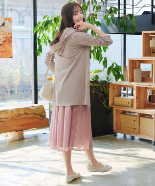 Tiaclasse L 【おのののかさん着用】「サマケア 」フード付きカットソーロングカーディガン グレージュ