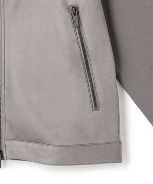 JOSEPH HOMME 【ストレッチ】レザーライクジャージーニットブロック　ZIP UPブルゾン ライトグレー系