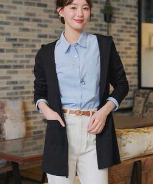 Tiaclasse L 【おのののかさん着用】「サマケア 」フード付きカットソーロングカーディガン ブラック