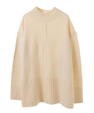 Green Parks 洗えるモックネックニットプルオーバー Light Beige