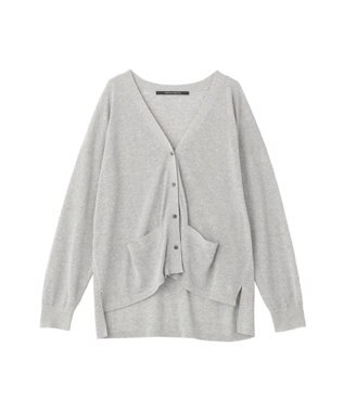 YECCA VECCA ハイゲージミドル丈Vネックカーディガン Light Gray