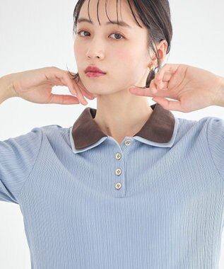 earth music&ecology ダブル衿ペプラムプルオーバー Sax