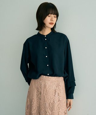 YECCA VECCA 2way裾アレンジパール釦ブラウス