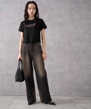 WEGO 【新色追加/美脚/XS～Lサイズ展開】ストレートデニムパンツ ブラック