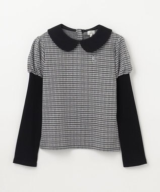 組曲 KIDS 【150-160㎝】チェックジャガード トレーナー ブラック系3