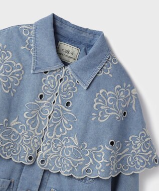 GRACE CONTINENTAL ケープ付カバーオールジャケット サックス