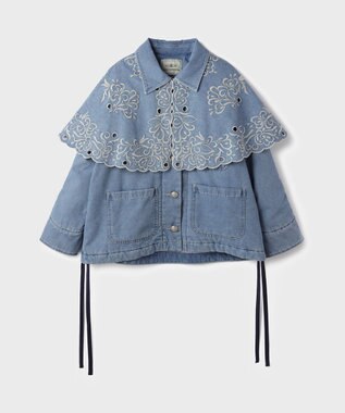 GRACE CONTINENTAL ケープ付カバーオールジャケット サックス