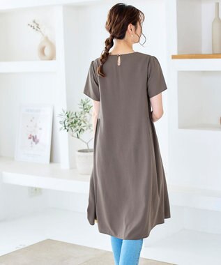 Tiaclasse 【洗える】サイド切替ワンピース モカ