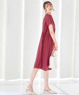 Tiaclasse 【洗える】サイド切替ワンピース レッド