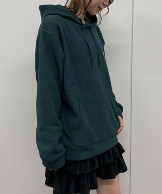 WEGO 【ユニセックス着用ITEM】ワッフルフリースOP刺繍プルパーカー グリーン