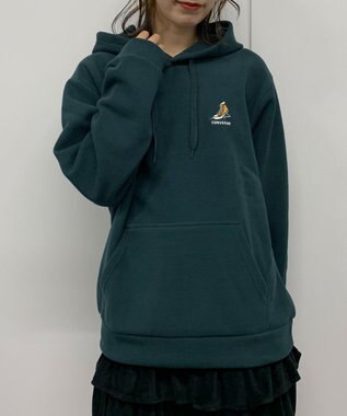 WEGO 【ユニセックス着用ITEM】ワッフルフリースOP刺繍プルパーカー グリーン