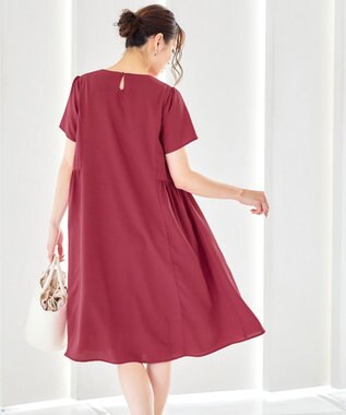 Tiaclasse L 【洗える】サイド切替ワンピース レッド