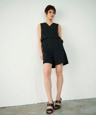 GRACE CONTINENTAL ショートサロペット ブラック