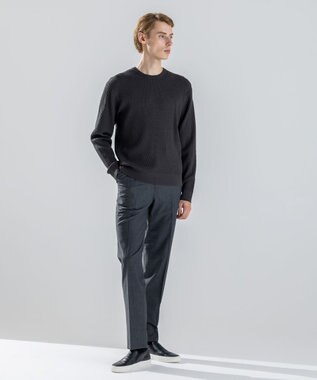 JOSEPH HOMME 新素材【ストレッチ/ウエストゴム仕様】ウール混キャリーマンストレッチ ドロスト付ストレートパンツ / HOVE グレー系