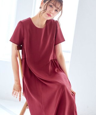 Tiaclasse 【洗える】サイド切替ワンピース レッド