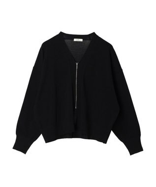 earth music&ecology ＶネックＺＩＰカーディガン Black
