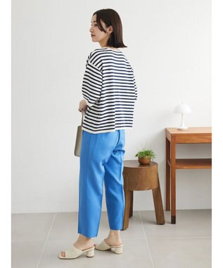 Green Parks 洗える　ニットＴシャツ Border Navy