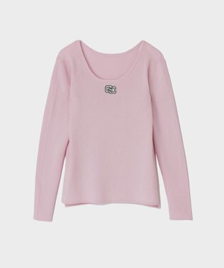GRACE CONTINENTAL ロゴ刺繍リブトップ ピンク