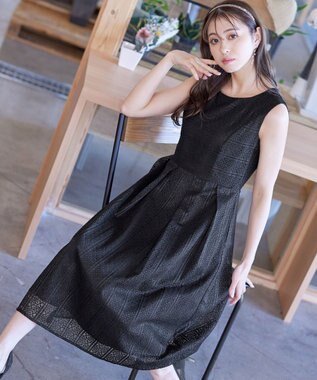 Tiaclasse 【新色追加・洗える】大人上品な総レースワンピース ブラック