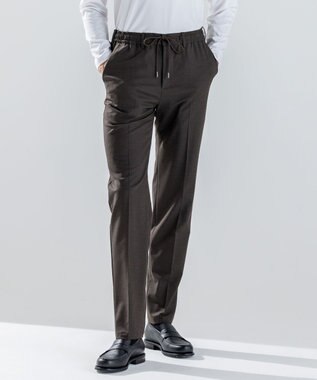 新素材【ストレッチ/ウエストゴム仕様】ウール混キャリーマンストレッチ ドロスト付ストレートパンツ / HOVE