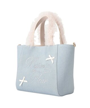 Maison de FLEUR チュールハンドルラインストーンデニムトート Light Blue