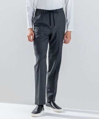 JOSEPH HOMME 新素材【ストレッチ/ウエストゴム仕様】ウール混キャリーマンストレッチ ドロスト付ストレートパンツ / HOVE グレー系