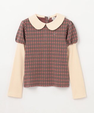 組曲 KIDS 【150-160㎝】チェックジャガード トレーナー ブラウン系3