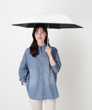 MOONBAT 【WEB限定/遮光率100%/遮熱/UV】POLO RALPH LAUREN（ポロ ラルフローレン）晴雨兼用日傘 ワンポイント ポロベア 折りたたみ傘 ポーチタイプ オフホワイト