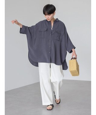 AMERICAN HOLIC 接触冷感Ｗポケットシャツチュニック Charcoal Gray