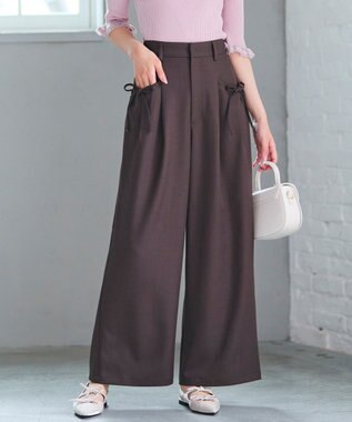 リボンディテール セミワイドパンツ