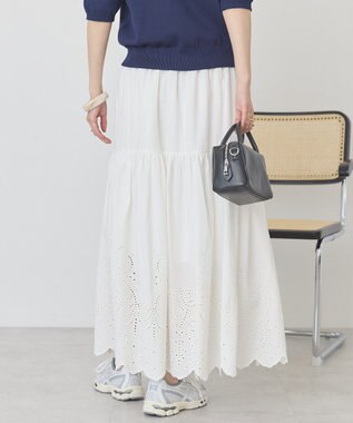 AMERICAN HOLIC アイレット刺繍ティアードスカート Off White