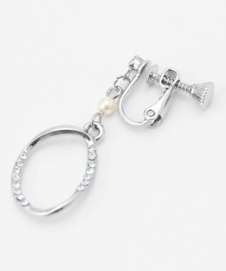 ANY SIS オーバルストーンライン イヤリング シルバー