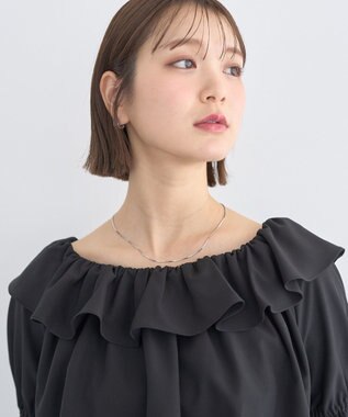 earth music&ecology 2wayオフショルバルーンヘムフリルブラウス Black