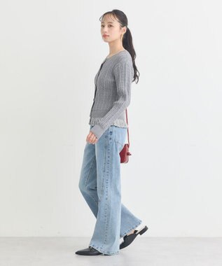 earth music&ecology 切り替えフレアデニムパンツ Light Indigo