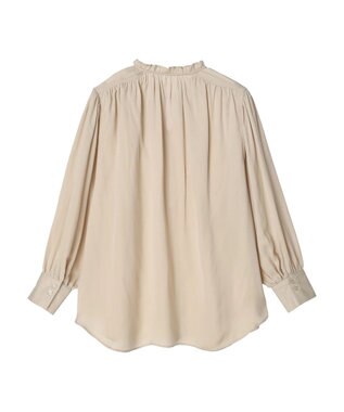 Green Parks とろみ衿フリルブラウス Gray Beige