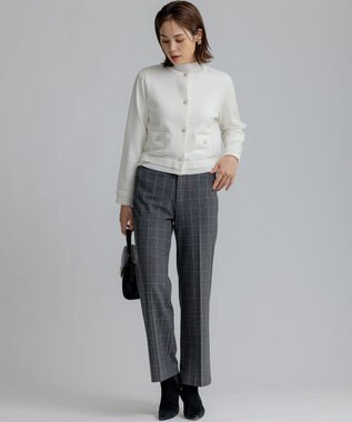 組曲 S 2WAYウォームストレッチ ストレートチェックパンツ グレー系3