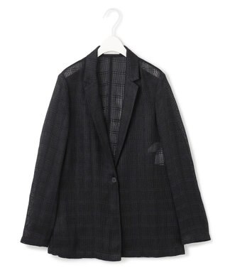 ICB スクエアチェックレノクロス レースジャケット ブラック系