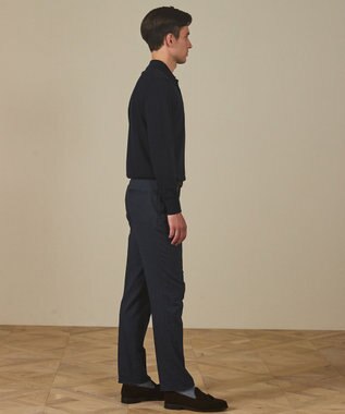 GOTAIRIKU オリジナル設計【洗える/チクチクしにくい/ピリングしにくい】イタリア糸 ハイゲージ  ニットポロ_WOOL100% ネイビー系