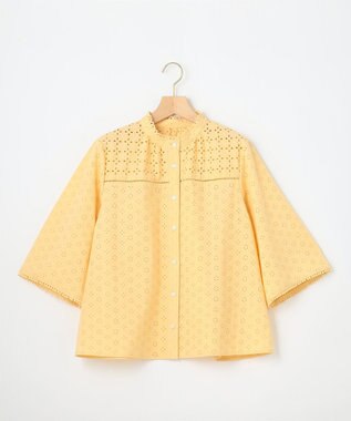 組曲 S 【WEB限定カラーあり】エンブロイダリーレース フレアスリーブブラウス クリームイエロー系