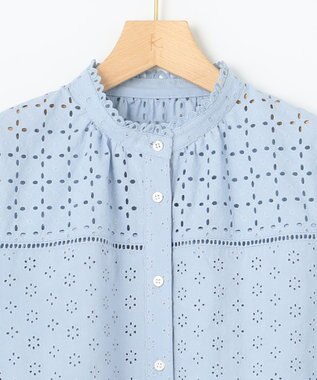 組曲 L 【WEB限定カラーあり】エンブロイダリーレース フレアスリーブブラウス 【WEB限定】サックス系9