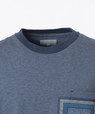 JOSEPH ABBOUD MOUNTAIN 【SPACE】OG綿スクエアドットプリント ポケTシャツ ネイビー系