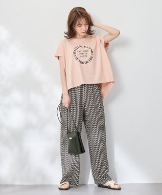 ANY フレンチスリーブロゴTシャツ ピンク